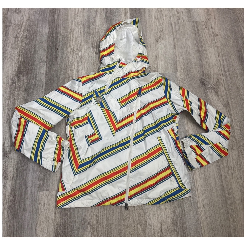 B by Burton Khalo Pullove Womens Multi Stripe Hooded Windbreaker Size Large